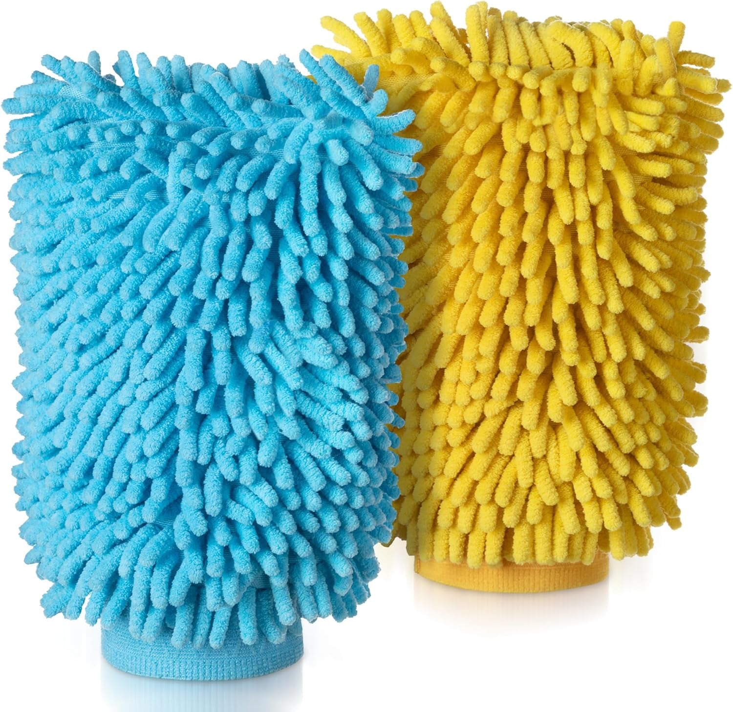 Microfiber Car Wash Mitt, Pack of 2, Blue & Yellow