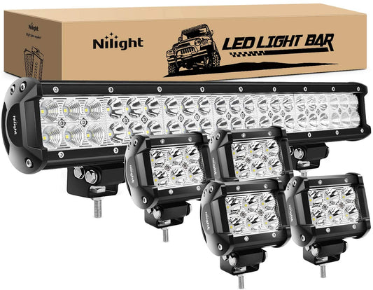 - ZH003 20Inch 126W Spot Flood Combo Led Light Bar 4PCS 4Inch 18W Spot LED Pods Fog Lights for Jeep Wrangler Boat Truck Tractor Trailer Off-Road