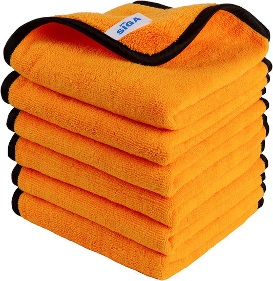 Professional Premium Microfiber Towels for Household Cleaning, Dual-Sided Car Washing and Detailing Towels, Gold, 15.7 X 23.6 Inch, 6 Pack