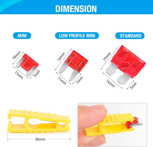 - 50019R 272Pcs Standard & Mini & Low Profile Mini Blade Fuse Assortment, 2A 5A 10A 15A 20A 25A 30A 35A Replacement Fuses for Car Boat Truck SUV Automotive