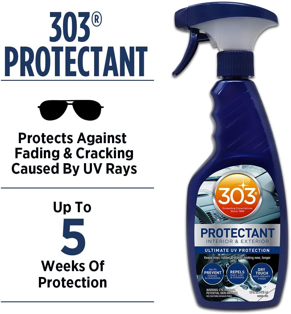 303® Automotive Protectant - Provides Superior UV Protection, Helps Prevent Fading and Cracking, Repels Dust, Lint, and Staining, Restores Lost Color and Luster, (30382) 473 Ml